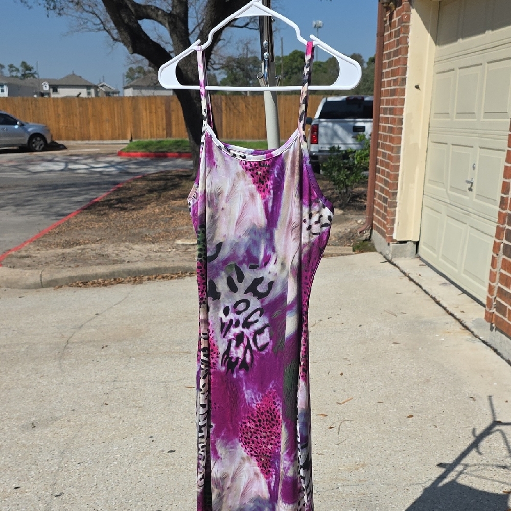 SHEIN Purple and Pink Animal Print Top